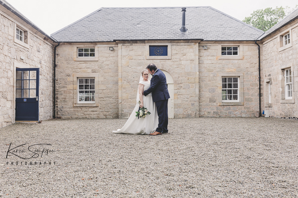 Boswells-Weddings-Events-Ayrshire (11 of 12) Bride and groom infront of the Coach house