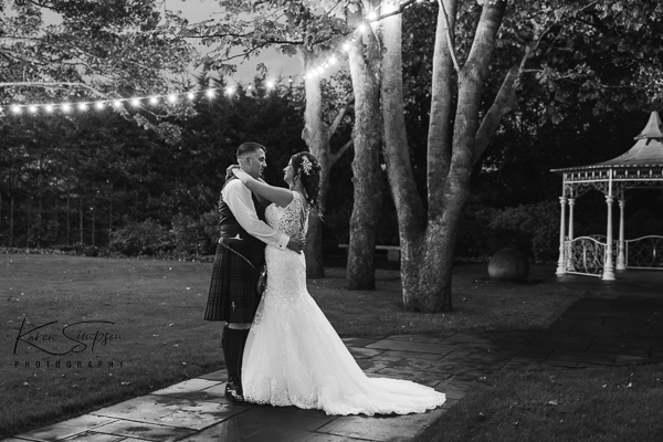 Carlton-Hotel-Prestwick-Ayr (5 of 8) Bride and groom at night in Carlton Hotel gardens
