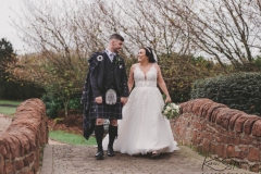Bridge, bride and groom, lochside