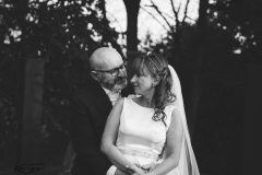 Black and white, bride and groom