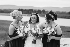 Bridesmaids, lochside house hotel, black and white, Ayrshire, dress