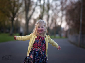 Girl, running, park