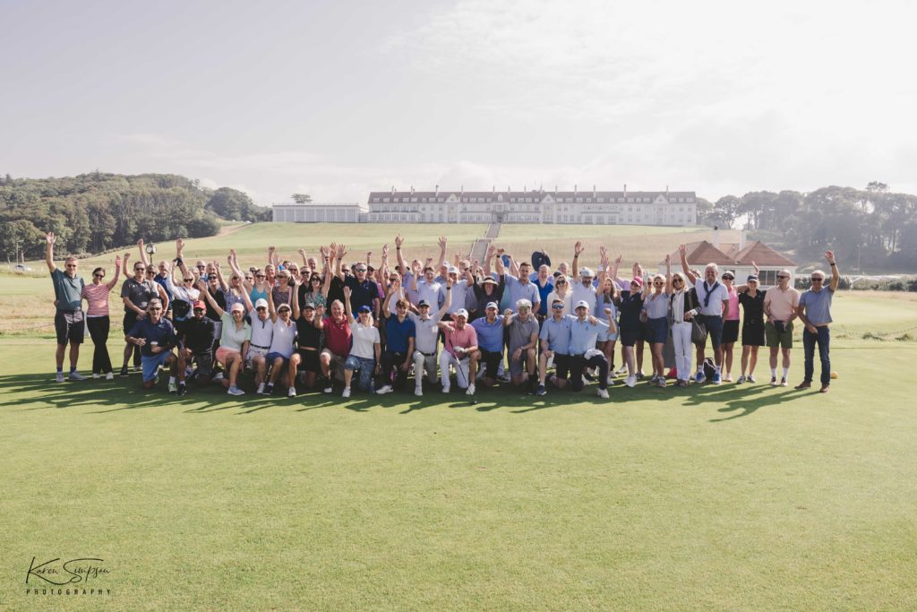 Golf Tournament group in fron of Turnberry Hotel